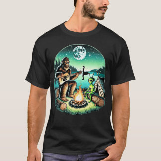 Alien En Bigfoot Loch Ness Kampvuur Sasquatch Gita T-shirt