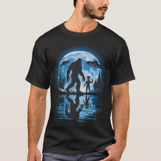 Alien en Bigfoot Maan ufo T-shirt