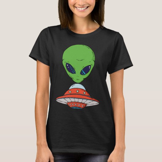 Alien en en ruimteschip t-shirt (Voorkant)