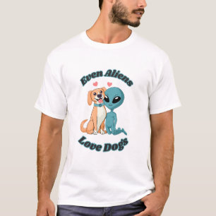 Alien en hond. Zelfs aliens houden van honden. Sch T-shirt