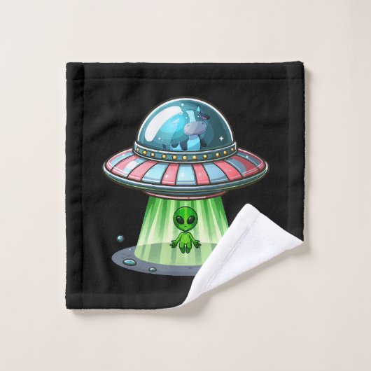 Alien enlevant une vache (Gant de toilette)