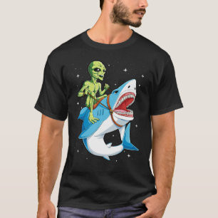 Alien équitation Shark T-shirt UFO Femmes Hommes E
