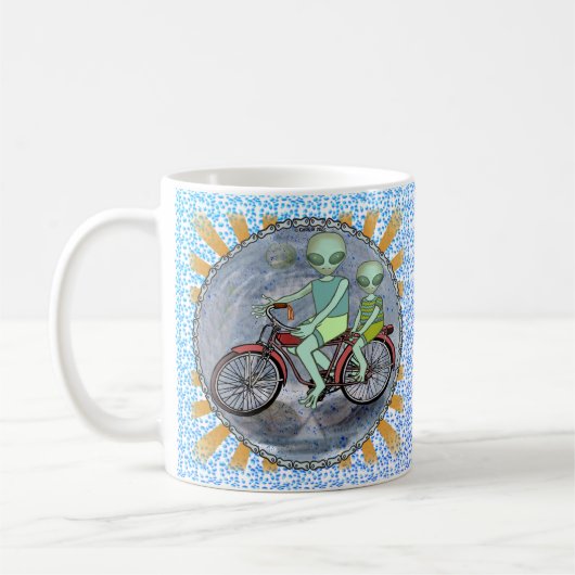 Alien équitation Vélo mug (Gauche)
