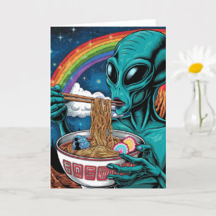 Alien eten noedels alle gelegenheden kaart