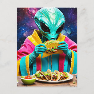Alien eten taco's briefkaart
