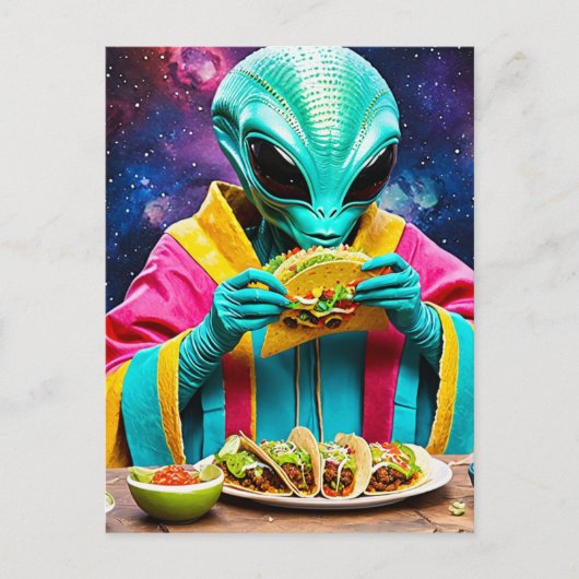 Alien eten taco's briefkaart (Voorkant)