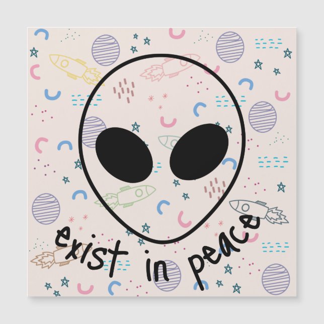 Alien existe en paix Carte magnétique (Devant)