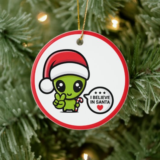 Alien Extraterrestrial Martian met kerstversiering Keramisch Ornament (Boom)