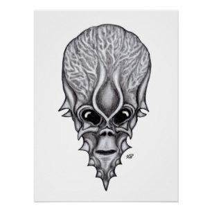 Alien Face , Afrikaanse schedelwederopbouw Perfect Poster