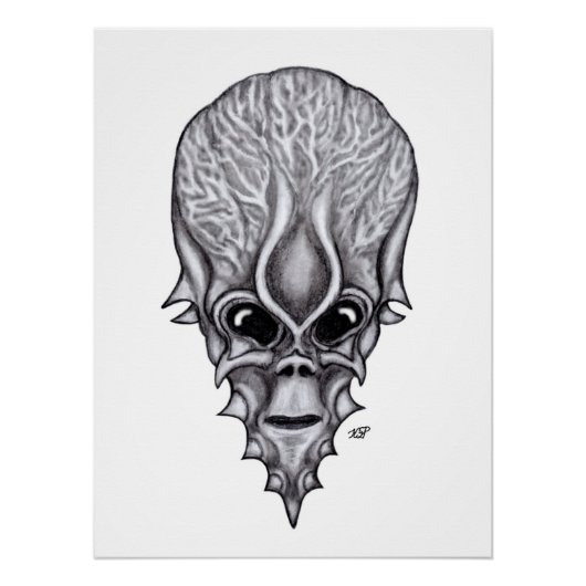 Alien Face , Afrikaanse schedelwederopbouw Perfect Poster (Voorkant)