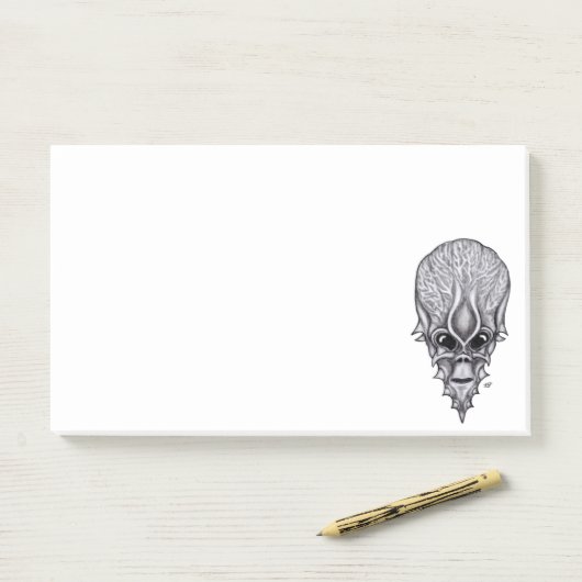 Alien Face , Afrikaanse schedelwederopbouw Post-it® Notes (Op bureau)