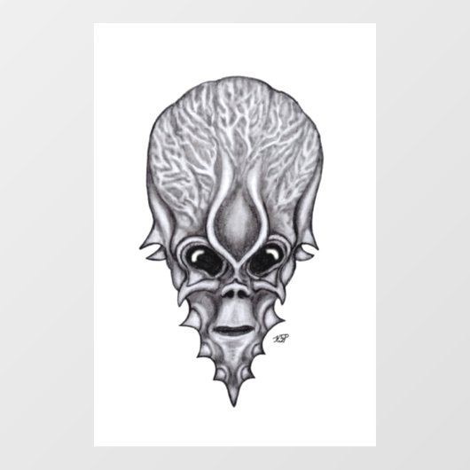 Alien Face , Afrikaanse schedelwederopbouw Raamsticker (Vel)