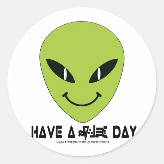 Alien Face Ronde Sticker (Voorkant)