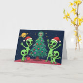 Alien Family Christmas Kaart (Gele Bloem)