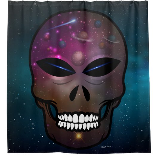 Alien Fantasy Schedel Gordijn (Voorkant)