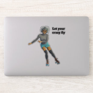 Alien Femme Roller Patinage Imaginaire Autocollant
