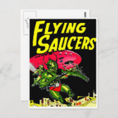 Alien Flying Saucers  Comic Book Art Briefkaart (Voorkant / Achterkant)