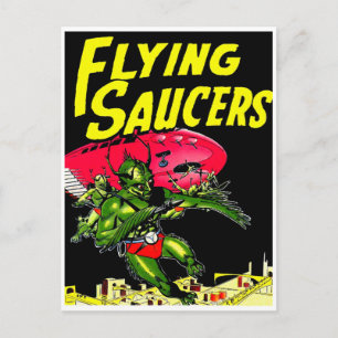 Alien Flying Saucers  Comic Book Art Briefkaart