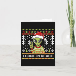 Alien Funny Christmas Ik kom in vrede Kaart