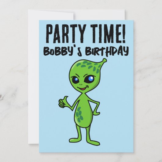 ALIEN FUNNY INVITATIONS DU PARTI ANNIVERSAIRE DE E (Devant)