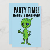 ALIEN FUNNY INVITATIONS DU PARTI ANNIVERSAIRE DE E (Devant / Derrière)