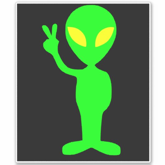 ALIEN FUNNY UFO PEACE CAR DECAL STICKER (Voorkant)