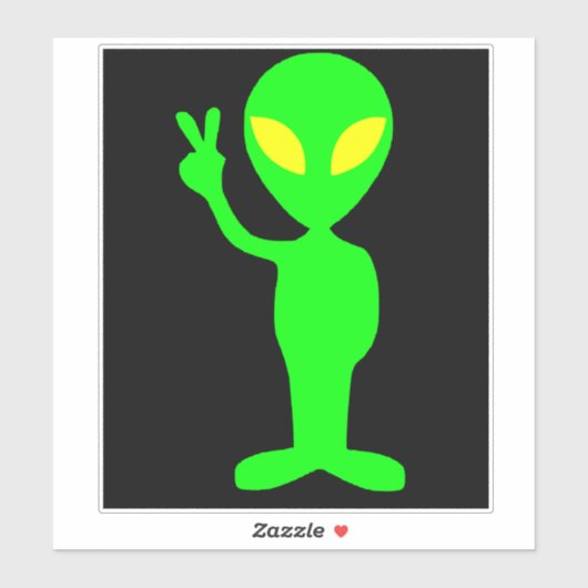 ALIEN FUNNY UFO PEACE CAR DECAL STICKER (Vel)