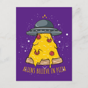 Alien gelooft in Pizza Briefkaart