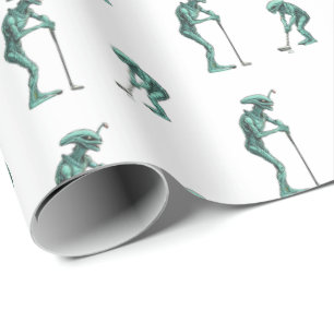 Alien Golf Wrapping Paper Cadeaupapier