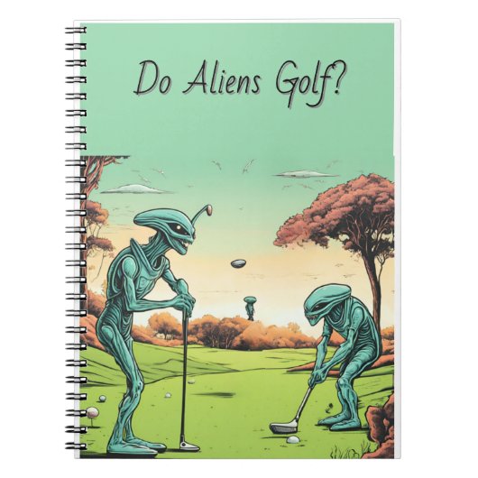 Alien Golfers - Notitieboek met bewerkbare tekst (Voorkant)