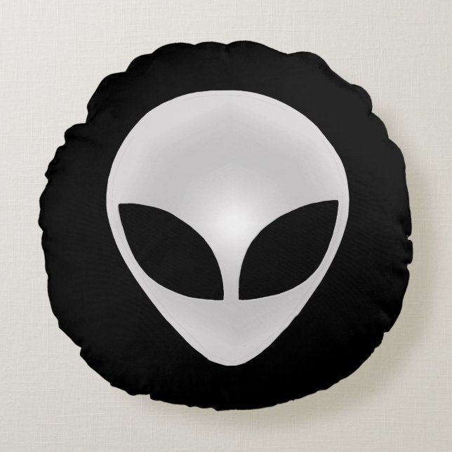 Alien Gray Head Rond Kussen (Voorkant)