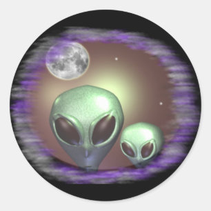 Alien Grays-objecten Ronde Sticker