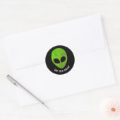 Alien Green Head dat we hier zijn Ronde Sticker (Envelop)