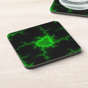 Alien Green Lightning Strikes in Pitch Black Bier Onderzetter
