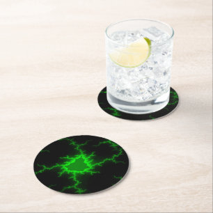 Alien Green Lightning Strikes in Pitch Black Ronde Kartonnen Onderzetter