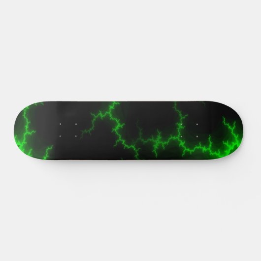 Alien Green Lightning Strikes in Pitch Black Skateboard (Horizontaal)