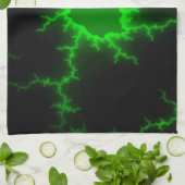 Alien Green Lightning Strikes in Pitch Black Theedoek (Gevouwen)