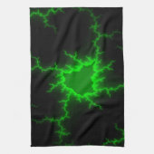 Alien Green Lightning Strikes in Pitch Black Theedoek (Verticaal)