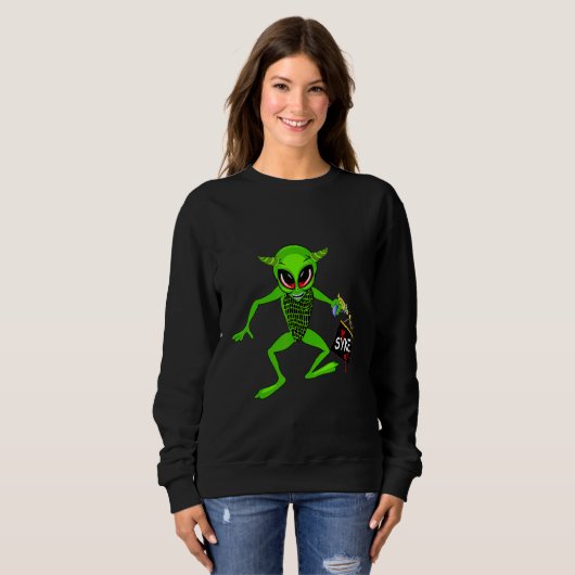 Alien Halloween Joke Ufo Prankster Faux Costume Trui (Voorkant volledig)