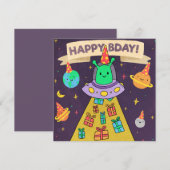 Alien Happy Birthday Feestdagenkaart (Voorkant / Achterkant)