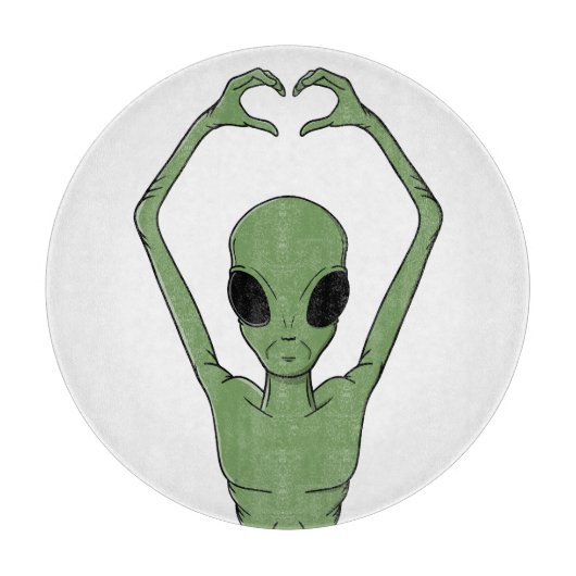 Alien Hart Pose Snijplank (Voorkant)