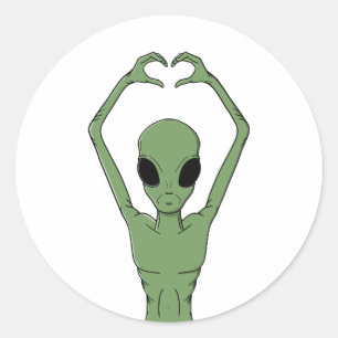 Alien Hartpose Ronde Sticker