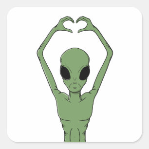 Alien Hartpositie Vierkante Sticker