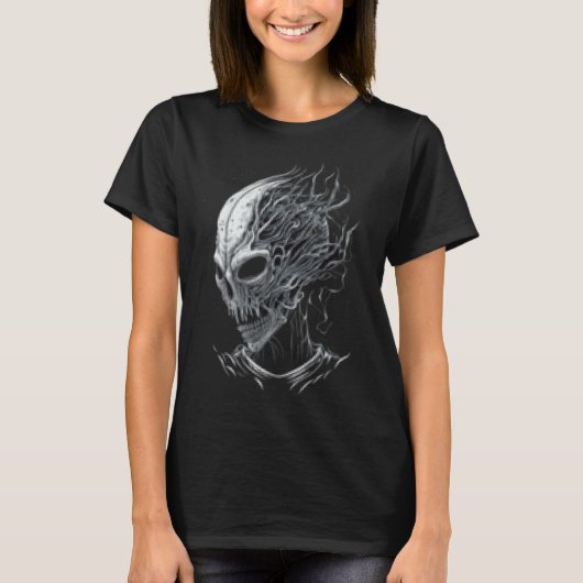 Alien Head Extraterrestrial UFO Glitch Alien Face T-shirt (Voorkant)