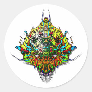 Alien Head - geel Ronde Sticker