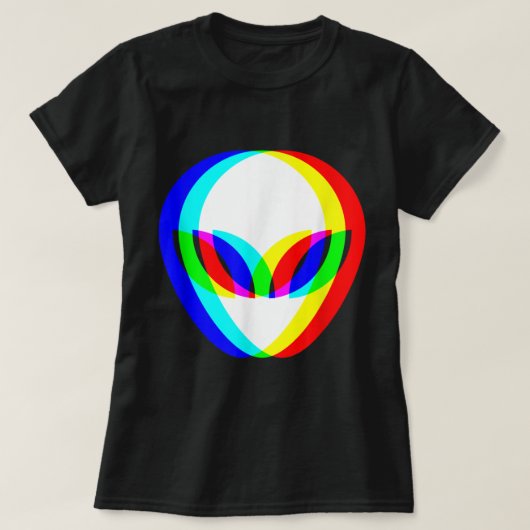 Alien Head Trippy Vaporwave Techno Rave EDM Music T-shirt (Design voorkant)