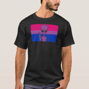 Alien Head UFO Vredesteken Gaylien Bisexual Pride T-shirt