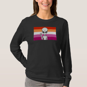 Alien Head UFO Vredesteken Gaylien Lesbische Pride T-shirt