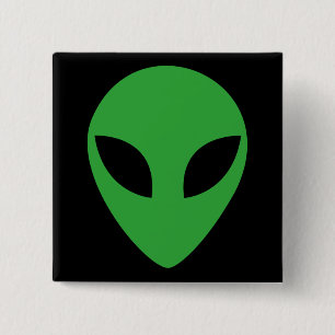 Alien Head Vierkante Button 5,1 Cm