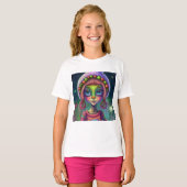 Alien, Hippie Girl Gift. T-shirt (Voorkant volledig)